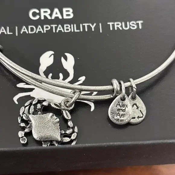 Alex & Ani Rafaelian Silver " Crab " Beach Sea Charm Bangle Bracelet - Picture 3 of 3
